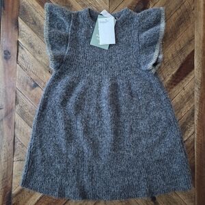 H&M Charcoal Kids Dress with Textured Ruffle Sleeves